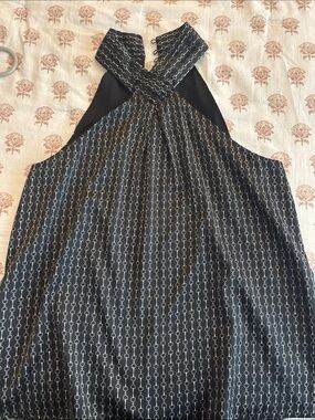 Express Black & White Chain-Print Halter Blouse